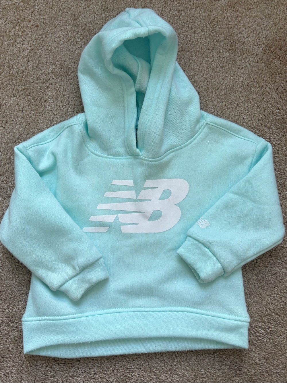 New Balance Kids Mint Blue Hoodie with White NB Logo